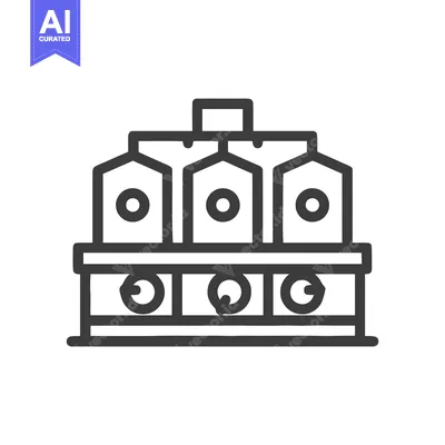 Symmetrical Industrial Silo System Line Icon with Piping and Valves fo