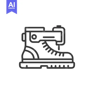 Aset desain premium: Shoemaking and Repair: Minimalist Line Icon of a Sewing Machine on a B