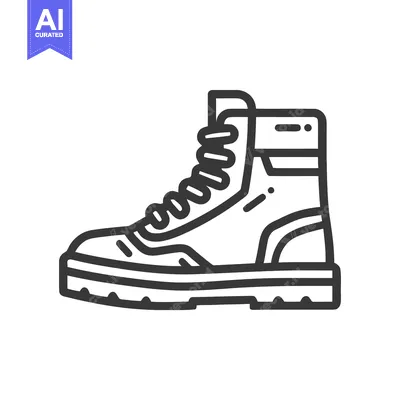 Bold Outline Icon of a Rugged High-Ankle Combat Boot