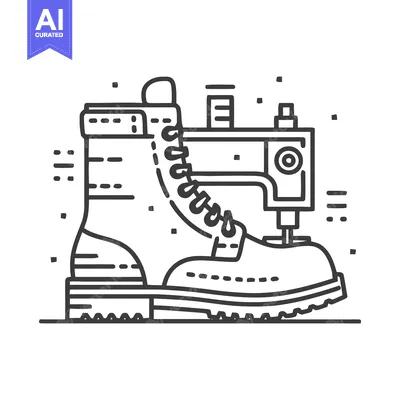 Industrial Craftsmanship: Bold Line Art of a Sewing Machine on a Comba