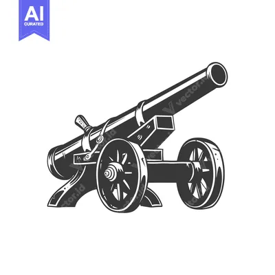 A Black and White Illustration of a Cannon