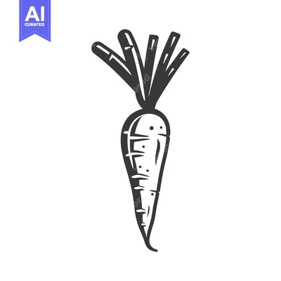 A Black and White Illustration of a Carrot