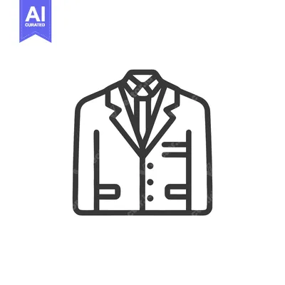 Aset desain premium: Clean Line Art Icon of a Men's Suit Jacket with Tie, Symbolizing Forma