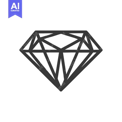 Clean Black Diamond Outline Icon: Elegant Geometric Gemstone Symbol on