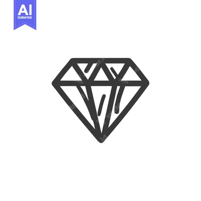 Aset premium populer: Elegant Minimalist Dark Gray Diamond Gemstone Outline Icon on White Ba