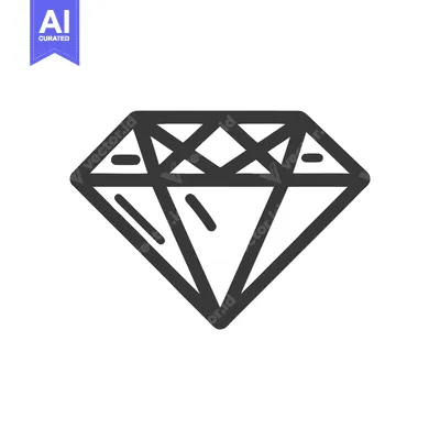 Sleek Black Line Art Diamond Icon Representing Luxury, Value, and Qual