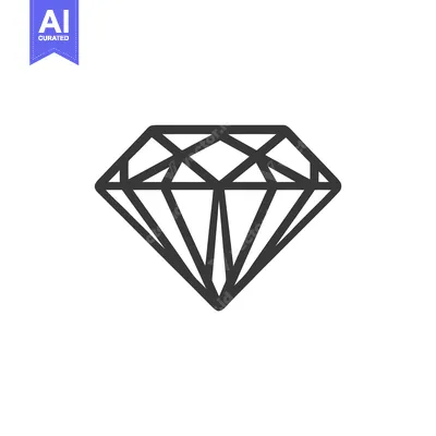 Clean Black Outline Diamond Icon Representing Luxury, Value, and Preci