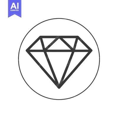 Elegant Geometric Diamond Outline Icon in a Circular Frame, Clean Vect