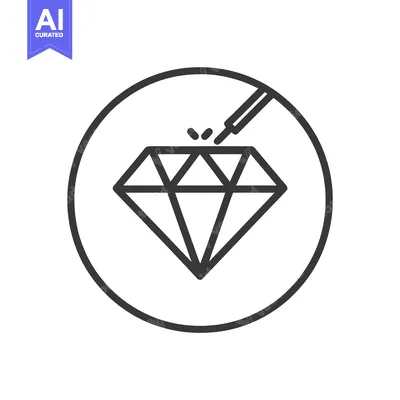 Monochrome Vector Icon of Diamond Being Cut by Tool within Circle