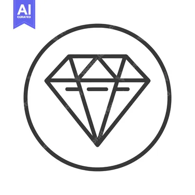 Minimalist Black Outline Diamond Icon in White Circular Frame
