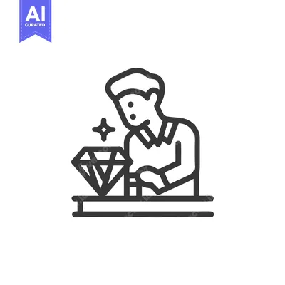 Expert Jeweler Crafting Sparkling Diamond Gemstone Icon: Precision Wor
