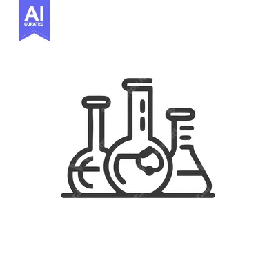 Popular premium asset: Three distinct laboratory flasks in minimalist line art, representing