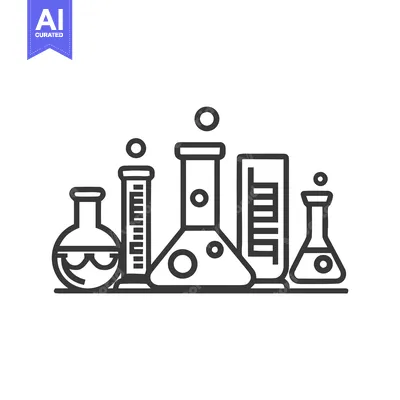 Aset desain premium: Minimalist Line Art Icon Set of Scientific Laboratory Glassware for Ch