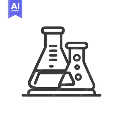 Bold Line Art Icon of Two Erlenmeyer Flasks for Scientific Experimenta
