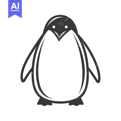 A Black and White Illustration of a Cartoon Penguin