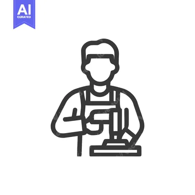 Skilled Artisan at Work: Minimalist Line Icon of a Craftsman Hammering