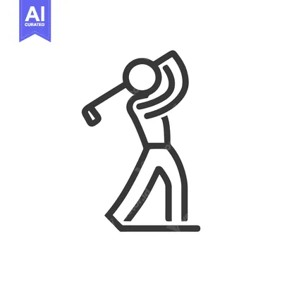 Sleek Minimalist Golfer Icon Depicting a Powerful Backswing
