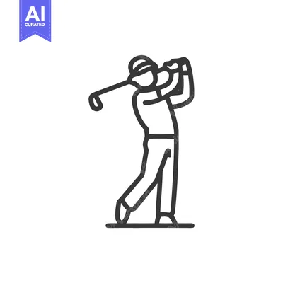 Dynamic Golfer Follow-Through Stroke, a Minimalist Line Art Icon