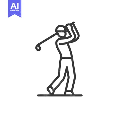 Modern Line Icon of a Golfer in a Dynamic Backswing Motion