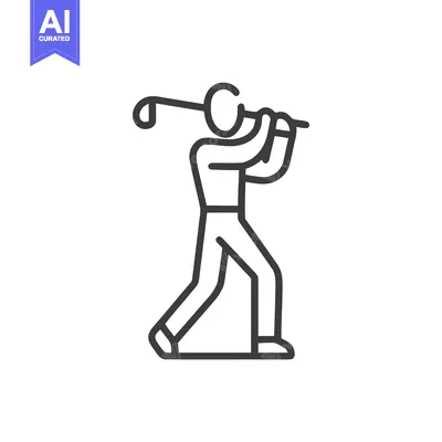 Premium design asset: Dynamic Golfer Follow-Through Swing, Minimalist Line Art Icon
