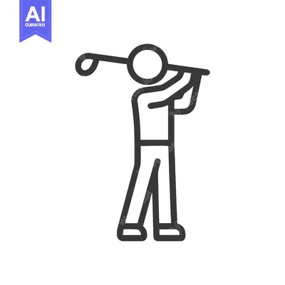 Minimalist Golfer Icon Depicting a Powerful Backswing Pose