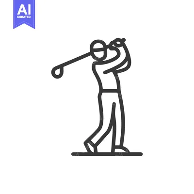 Premium design asset: Modern Golfer Line Icon Capturing a Dynamic Swing Follow-Through