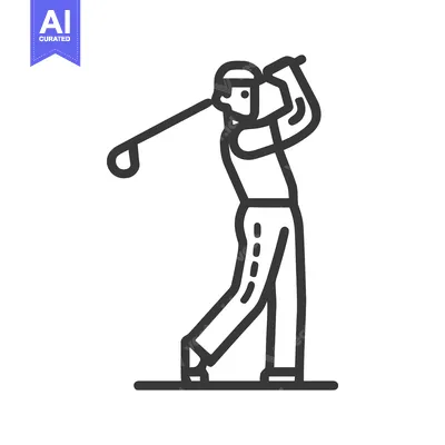 Dynamic Golfer in Mid-Swing: A Clean, Modern Line Art Vector Icon