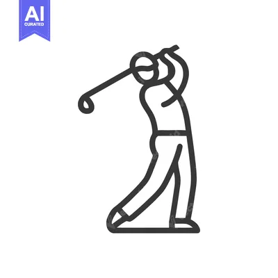Aset premium populer: Dynamic Golfer Figure in a Powerful Swing, a Modern Line Art Icon