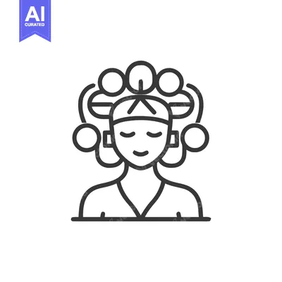 Tranquil Asian Deity Bust with Elaborate Circular Headdress Line Art