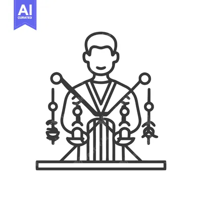 Benevolent Judge with Crossed Swords and Symmetrical Scales of Justice
