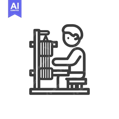 Artisan Craftsperson at a Vertical Weaving Loom Line Art Symbol