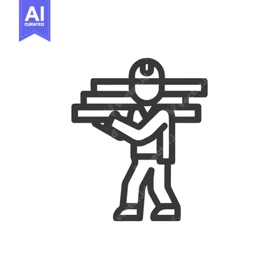 Aset premium populer: Bold Line Icon of a Construction Worker Carrying Lumber Beams