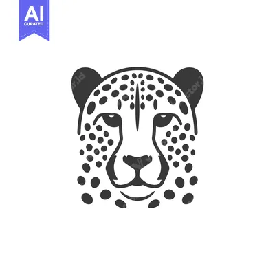 A Black and White Illustration of a Cheetah's Head