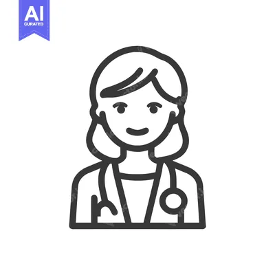 Popular premium asset: Friendly Female Doctor with Stethoscope, Minimalist Line Art Icon