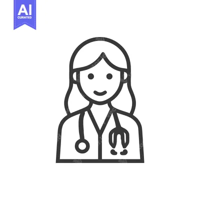 Popular premium asset: Smiling Female Doctor with Stethoscope, Minimalist Line Art Icon for H