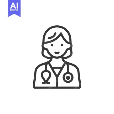 Minimalist Female Doctor Icon with Stethoscope, a Clean Line Art Medic