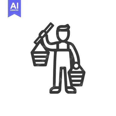 Popular premium asset: Bold Line Art Icon of a Worker Carrying Baskets with a Shoulder Yoke