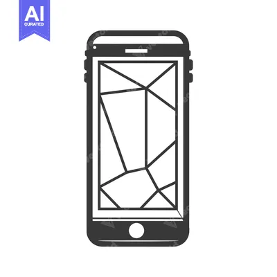 Aset premium populer: A Black and White Illustration of a Cracked Smartphone Screen