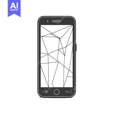 A Black and White Illustration of a Cracked Smartphone Screen