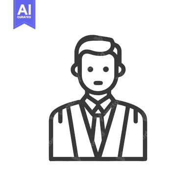 Aset premium populer: Minimalist Black Line Icon of Professional Man in Suit and Tie, Busine