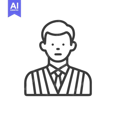 Aset desain premium: Elegant Minimalist Line Art Icon of a Business Man in Formal Suit and