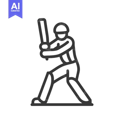 Popular premium asset: Minimalist Cricket or Baseball Batter Icon in Batting Stance