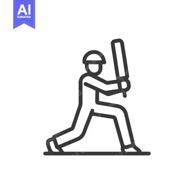 Aset premium populer: Clean Vector Outline of a Cricket Player Batting, Ready to Hit the Bal