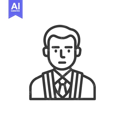 Minimalist Line Art Icon of a Man in Shirt, Tie, and Suspenders, Repre