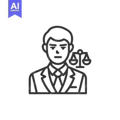 Professional Lawyer or Judge Icon with Justice Scales - Minimalist Lin