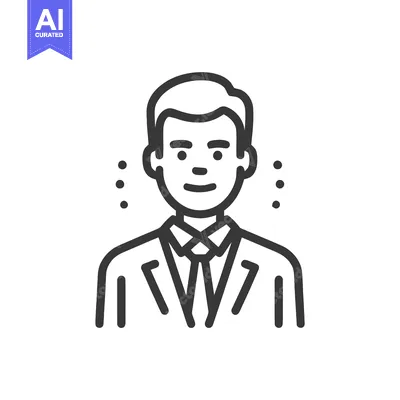 Clean Line Art Icon of Smiling Businessman in Suit, Professional Avata