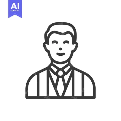 Aset premium populer: Smiling Professional Man Line Icon. Minimalist Business Avatar Vector