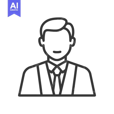 Premium design asset: Minimalist Line Icon of a Professional Man in Suit and Tie, User Avata