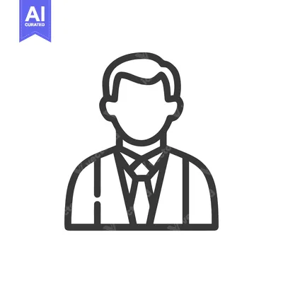 Sleek Outline Icon of a Business Man in Suit and Tie for User Profile