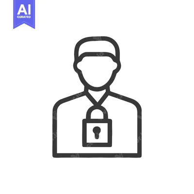Aset desain premium: Outline User Profile Icon with Padlock, Representing Account Security,